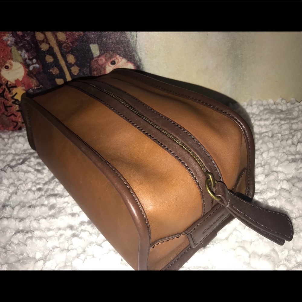 Coach Toiletry Shave Cosmetic Travel Bag Leather